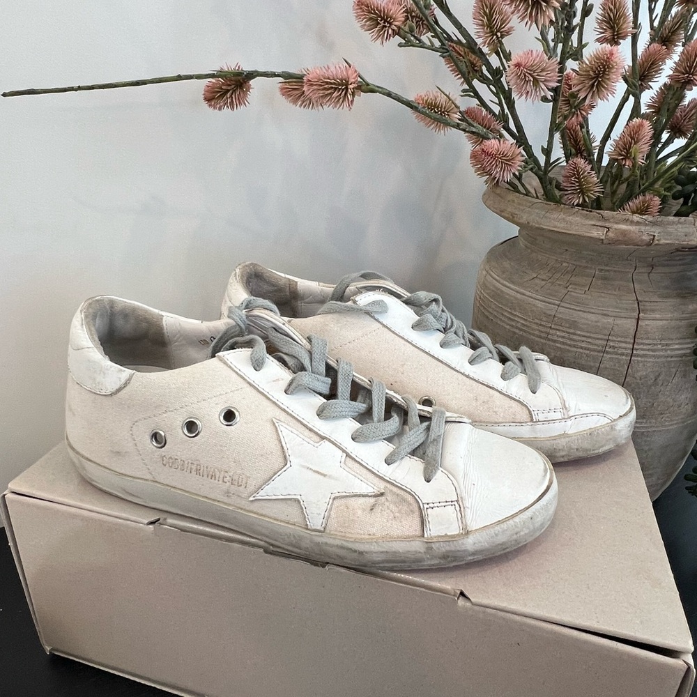 Golden Goose Superstar Leather and Canvas Sneakers- size 38